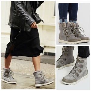 NWT SOREL explorer Joan snow lace up boot faux fur quarry boot - 8